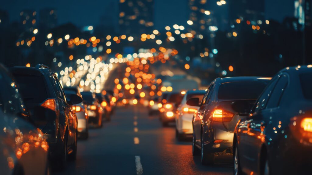 Traffic jam on highway caused by surge in holiday travel