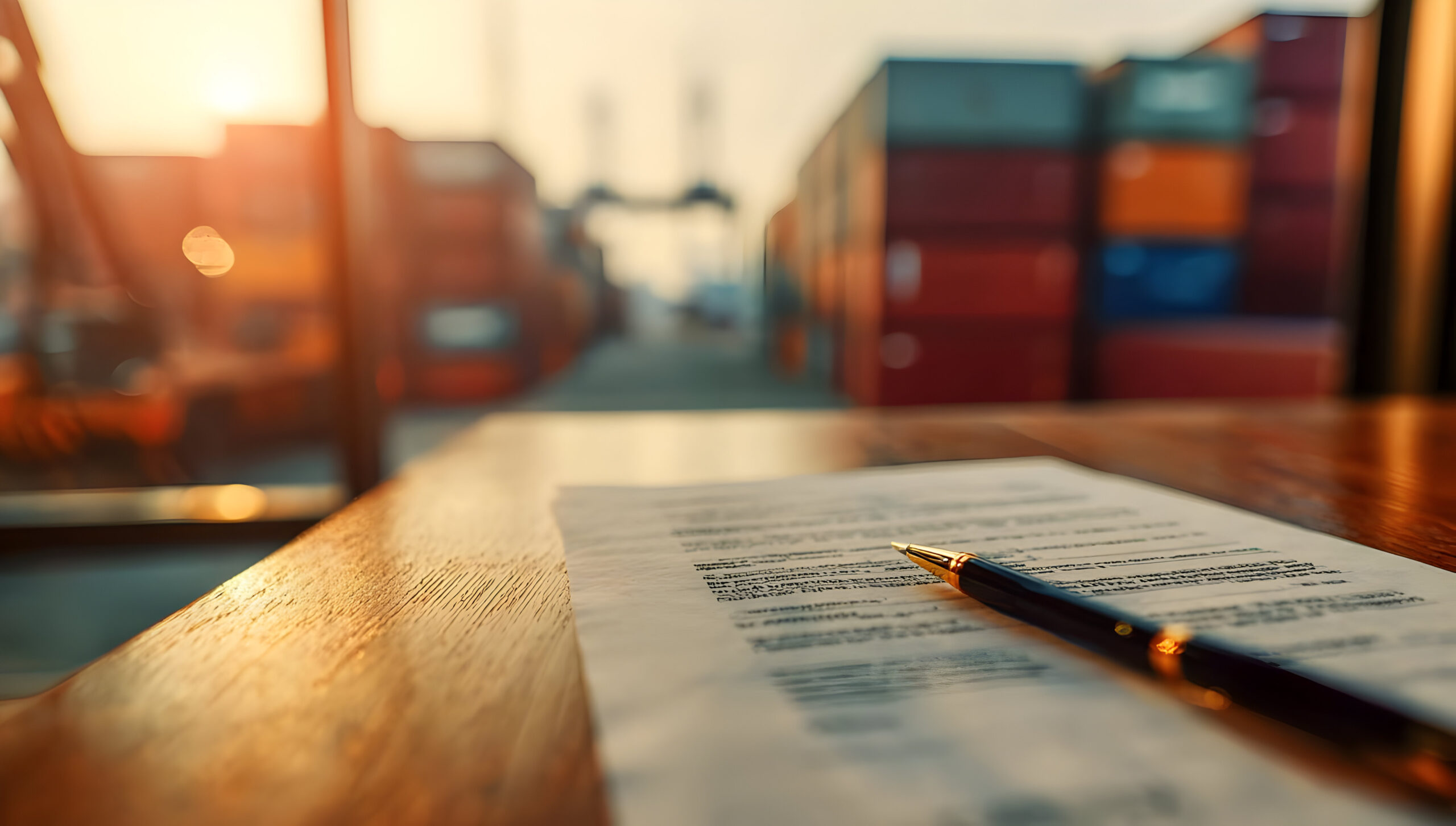 A Pen and paper on table showing agreement on Freight Brokerage Services