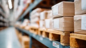 Packed boxes on warehouse shelves ready for Phoenix AZ order fulfillment